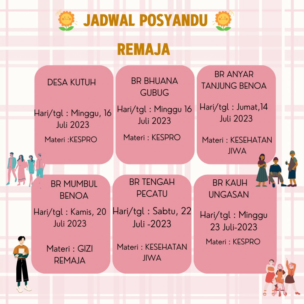 JADWAL POSYANDU REMAJA JULI 2023 | Puskesmaskutaselatan Badung